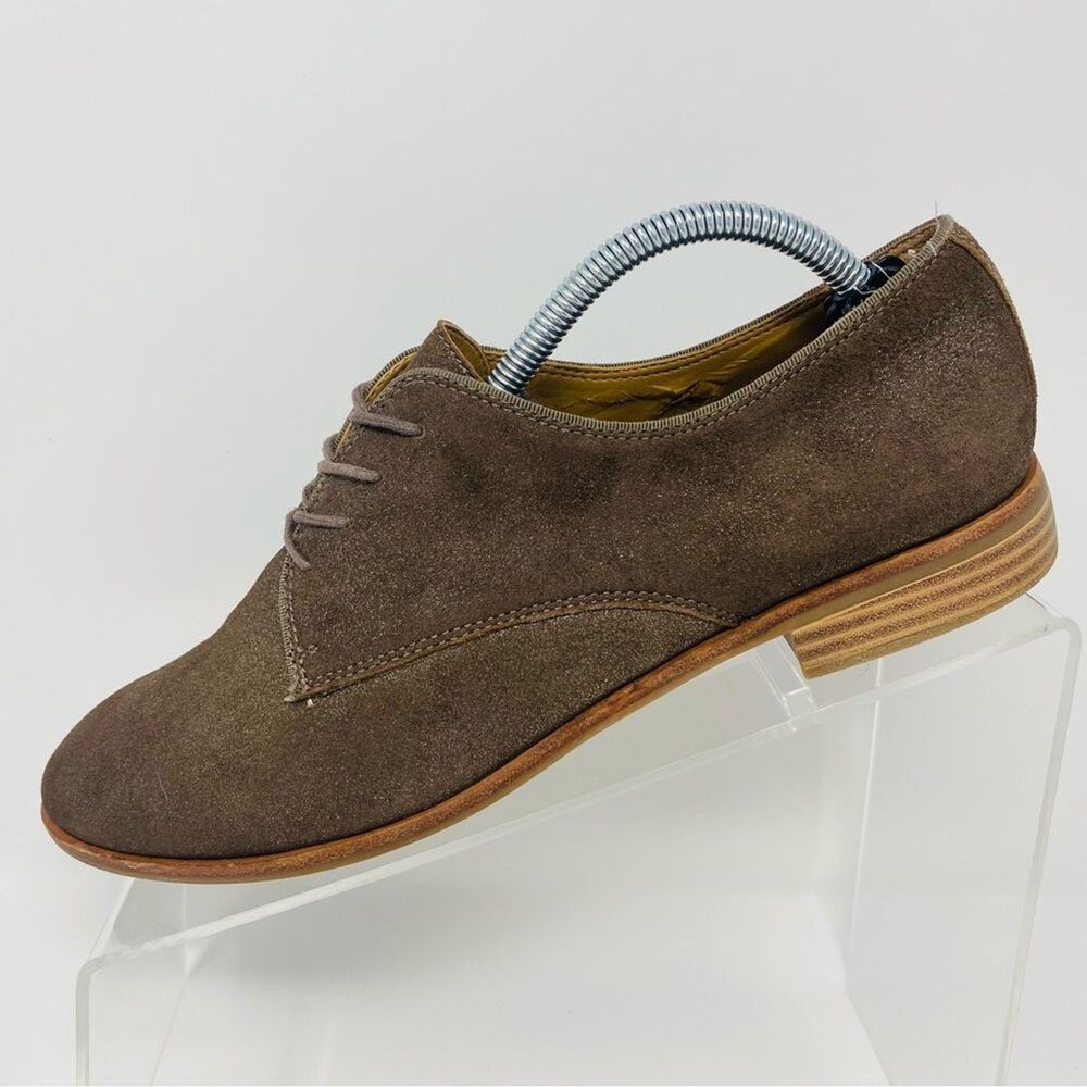 GH BASS 8 Ella Taupe Brown Leather Shimmer Suede Oxford Shoes Academia Y2K* - Picture 15 of 16